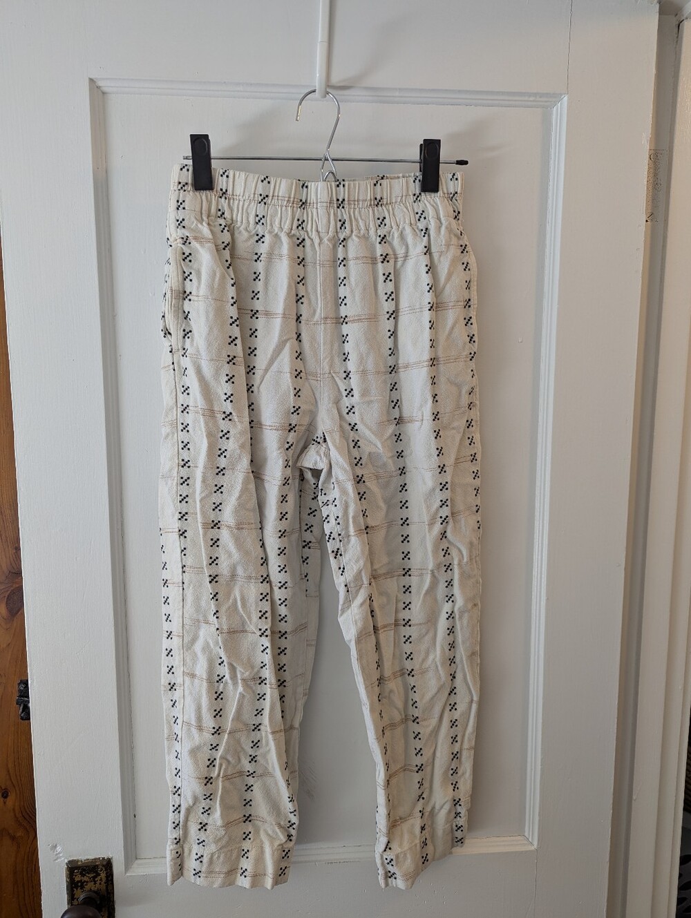 Madewell Jacquard Tapered Huston Pull-On Crop Pants / X-SMALL / ANTIQUE CREAM